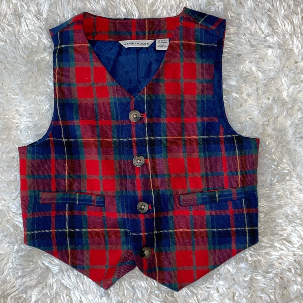 Janie and Jack Plaid Wool Vest ( WORN ONCE)